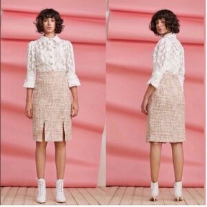 Foxiedox for ANTHROPOLOGIE Quincy Metallic Tweed Knee Length Skirt NWT - Medium